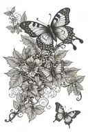 vines and leaves and caterpillars and butterflies  tattoo design idea