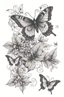 vines and leaves and caterpillars and butterflies  tattoo design idea
