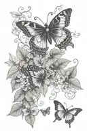 vines and leaves and caterpillars and butterflies  tattoo design idea