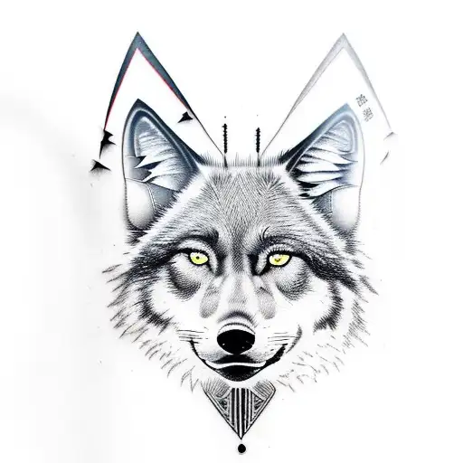 black wolf with red eyes   tattoo design idea