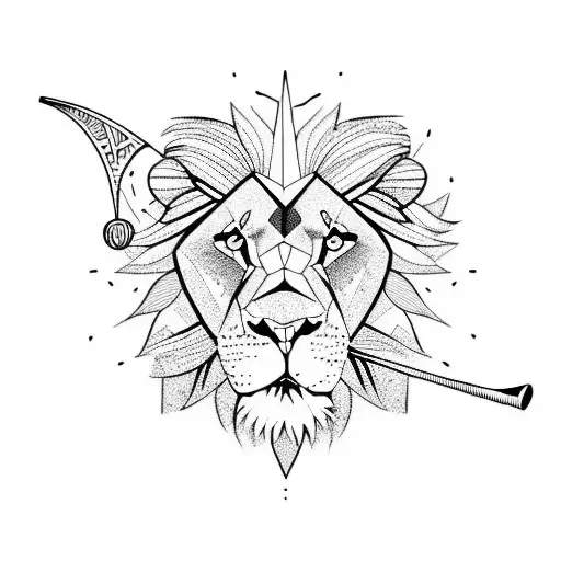 lion with a bat tattoo design idea