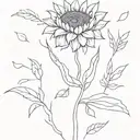 Leone, girasole, scritta "I am my own worst enemy"  tattoo design idea