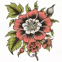 carnation flower, hawthorn flower, morning glory flower tattoo design idea