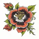 carnation flower, hawthorn flower, morning glory flower tattoo design idea