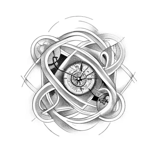 A surrealistic representation of the concept of time intertwined with verses from favorite poems tattoo design idea
