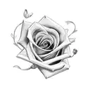 A card sharper's hand holding a rose, symbolizing the delicate balance between deception and love tattoo design idea