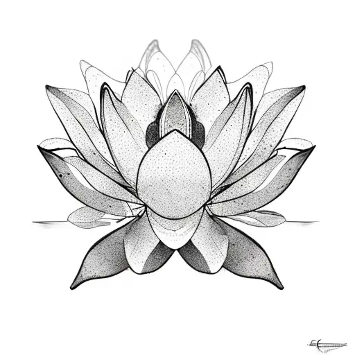 Lotus flower blooming in front of a mountain landscape tattoo design idea