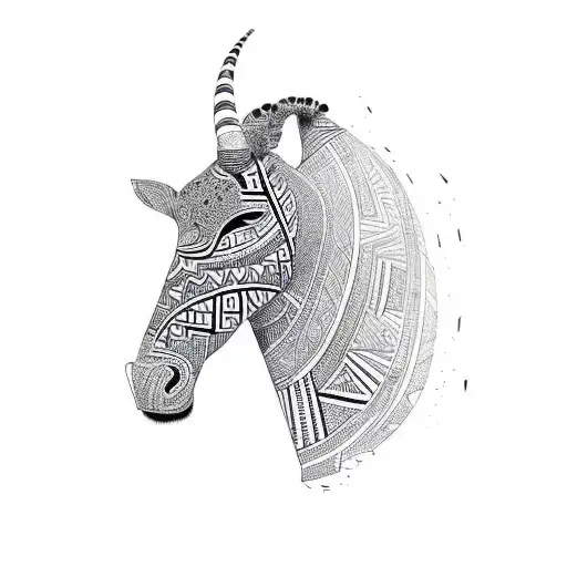 African tribal patterns intertwined with wildlife imagery tattoo design idea