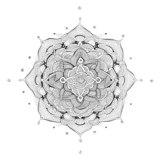 An intricate mandala design inspired by traditional Sri Lankan patterns tattoo design idea