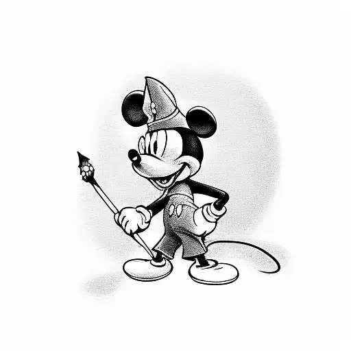 Mickey Mouse dressed as a wizard casting a spell tattoo design idea