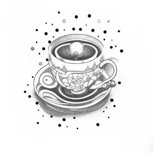 A minimalist design of a spinning teacup ride with a quote from a Disney song tattoo design idea