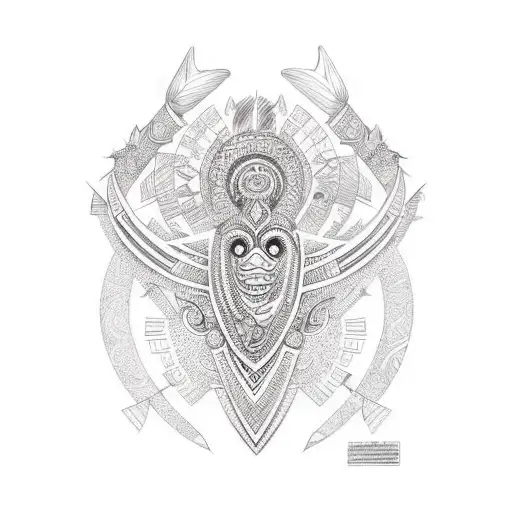 A tribal design incorporating elements of Caribbean culture and symbols tattoo design idea