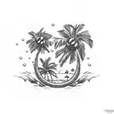 Palm tree with Mickey Mouse ears as coconuts tattoo design idea