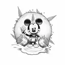 Palm tree with Mickey Mouse ears as coconuts tattoo design idea
