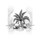 Palm tree with Mickey Mouse ears as coconuts tattoo design idea