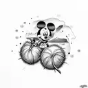 Palm tree with Mickey Mouse ears as coconuts tattoo design idea