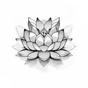 Lotus flower blooming in front of a mountain landscape tattoo design idea