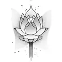 Lotus flower blooming in front of a mountain landscape tattoo design idea