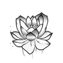 Lotus flower blooming in front of a mountain landscape tattoo design idea
