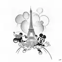 A silhouette of the Eiffel Tower with Mickey Mouse ears incorporated into the design tattoo design idea
