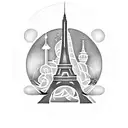 A silhouette of the Eiffel Tower with Mickey Mouse ears incorporated into the design tattoo design idea