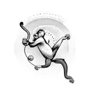 A playful monkey swinging from a radiant sun tattoo design idea