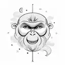 A playful monkey swinging from a radiant sun tattoo design idea