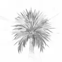 Sketch-style palm tree and sun design with a watercolor background tattoo design idea