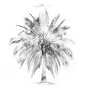 Sketch-style palm tree and sun design with a watercolor background tattoo design idea