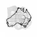 A map of Australia with dotted lines connecting different travel destinations tattoo design idea