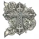 Cross with fear none in text  tattoo design idea