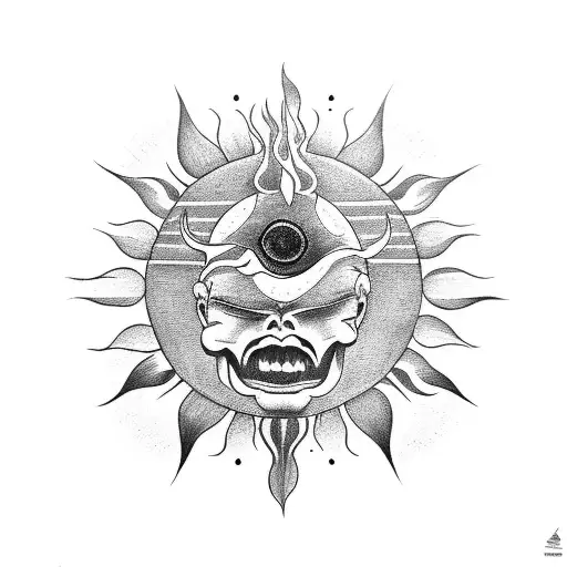 evil sun  tattoo design idea