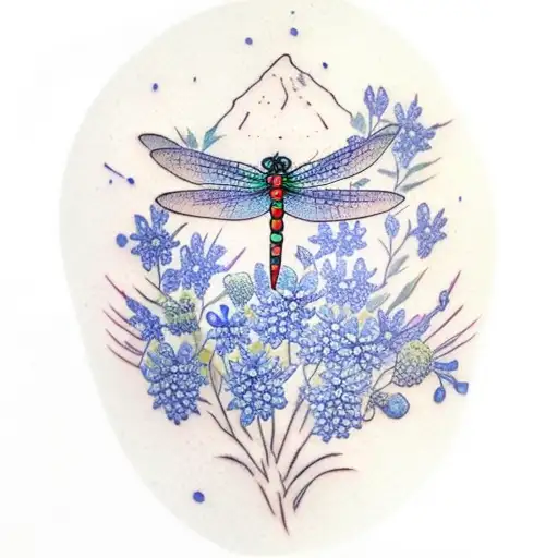 bluebonnets and a dragonfly tattoo design idea