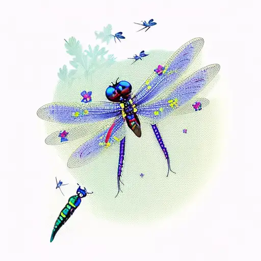 bluebonnets and a dragonfly tattoo design idea