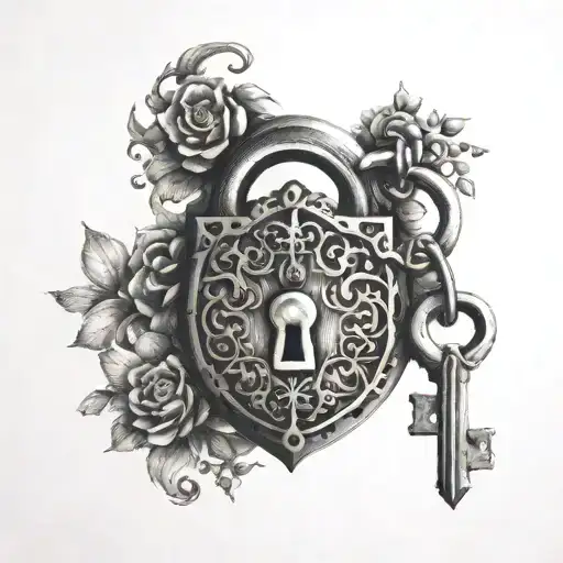 An intricately designed lock and key symbolizing eternal love and commitment tattoo design idea