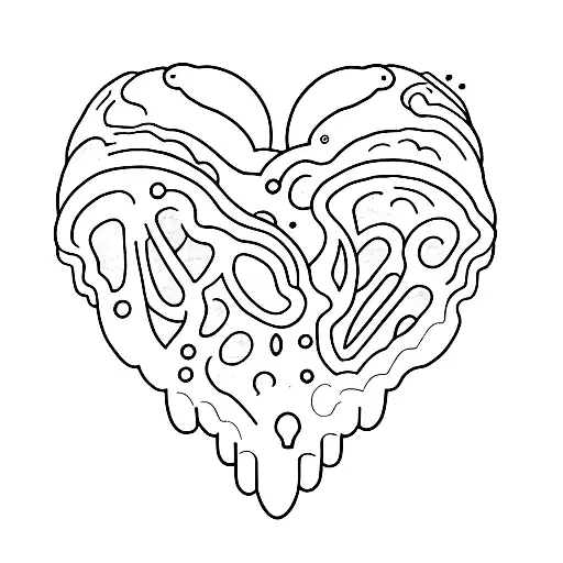 dino heart sky tattoo design idea