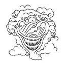 dino cloud heart tattoo design idea