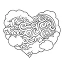 dino cloud heart tattoo design idea