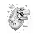 dino cloud heart tattoo design idea