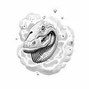 dino cloud heart tattoo design idea