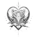 dino cloud heart tattoo design idea