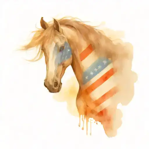 horse head American flag  tattoo design idea