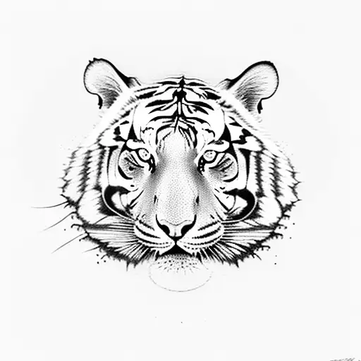 tiger with Rhododendron arboreum tattoo design idea