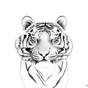 tiger with Rhododendron arboreum tattoo design idea