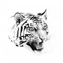 tiger with Rhododendron arboreum tattoo design idea