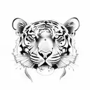 tiger with Rhododendron arboreum tattoo design idea