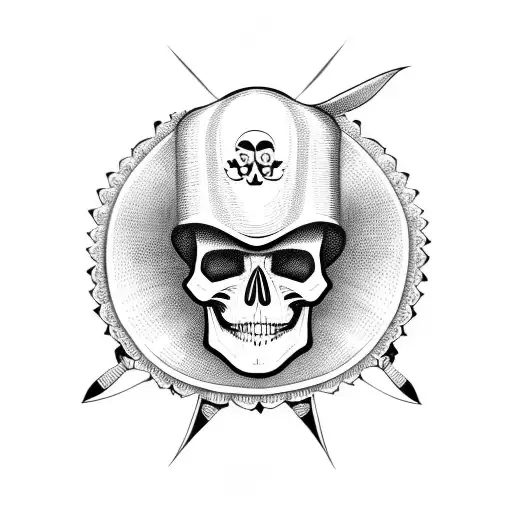 skull in sombrero tattoo design idea