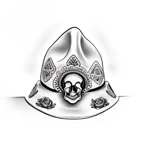 skull in sombrero tattoo design idea