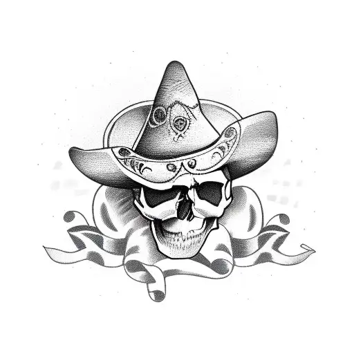 skull in sombrero tattoo design idea