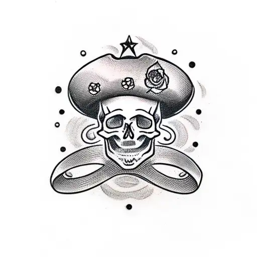 skull in sombrero tattoo design idea